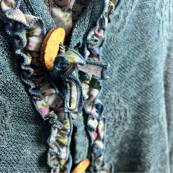 Pretty Angel Women’s Button Up Linen Blend Cardigan Blouse Blue Whimsigoth Small - Picture 4 of 13